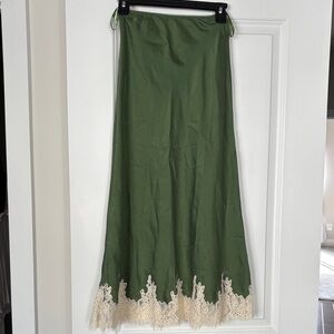 DOEN like Elowette skirt green silk with lace size M